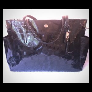 Coach Peyton patent leather black diaper bag